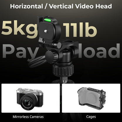 SmallRig 71" Camera Tripod Stand AP-21, Travel Tripod for iPhone, Camera and Smartphone Live Streaming Vlog, Portable Photo Tripods with Quick-Flip Lock Legs, Max Load 11lb