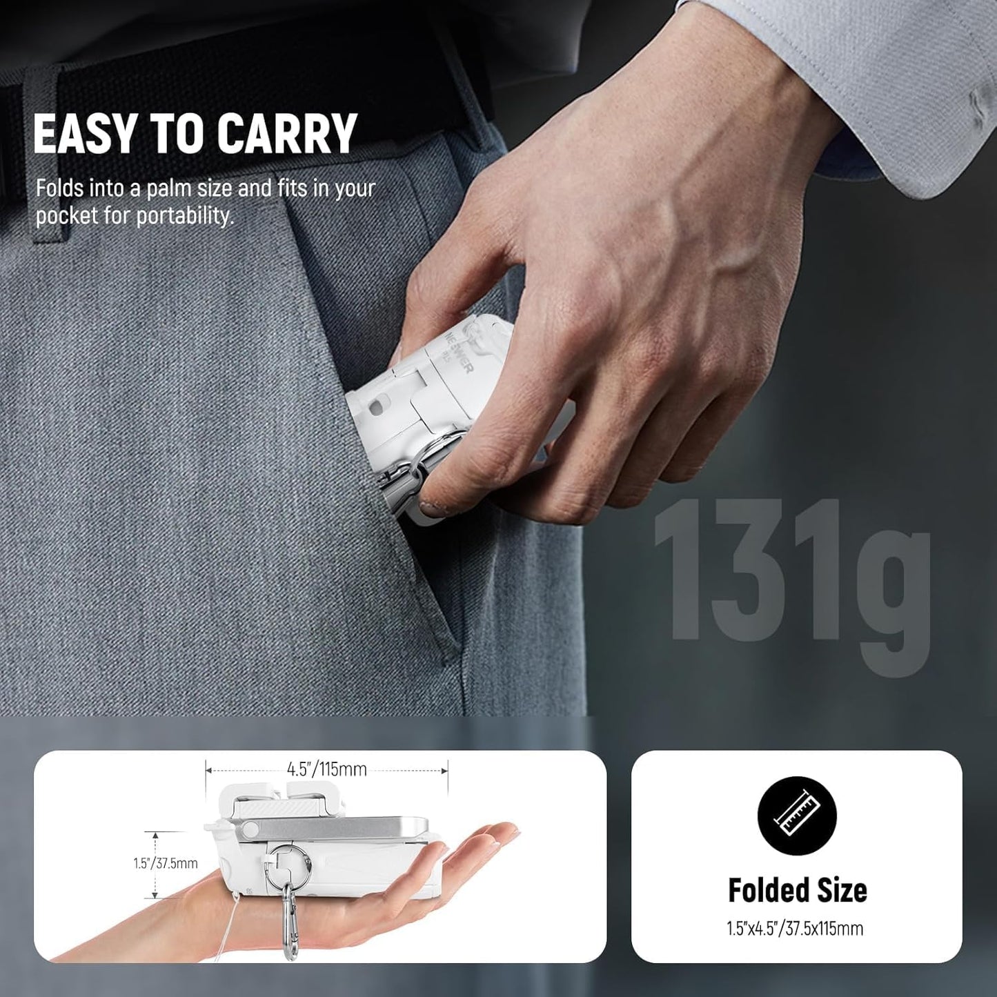 NEEWER Selfie Stick with Detachable Bluetooth Remote Shutter, Lightweight Foldable Travel Tripod for iPhone for YouTube/TikTok Vlogs Live Streaming Photography, White, P15