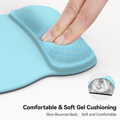 TECKNET Gel Mouse Pad with Wrist Rest, Ergonomic Office Mousepad with Wrist Support - Non-Slip & Smooth Surface Comfortable Desk Accessories Mat for Office, Gaming and Study - LT.Blue