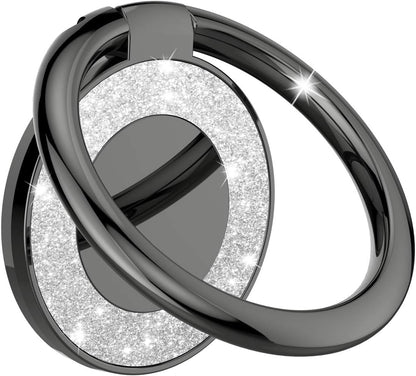 Cell Phone Ring Holder Stand, Cell Phone Grip Holder, Adhesive Phone Grip for Phones and Cases. (Glitter Black)