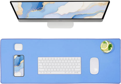 ALOANES Waterproof Mouse Pad, XL Gaming Keyboard Pad with Anti-Slip Base, Grain Jacquard Surface, Extend Desk pad for Gamer, Office & Home, Blue Mousepad 31.5''x 11.8''x 0.12''