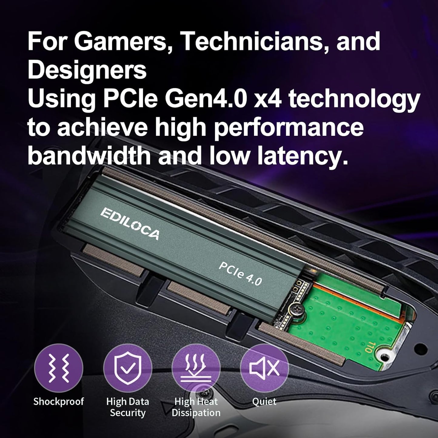 500GB M2 NVME SSD with Heatsink - PCIe Gen4.0 NVMe M.2 2280 3D NAND TLC, 4800MB/s Read, Internal Solid State Drive for PS5/PC, Dynamic SLC Cache, PS5 Storage Expansion, 5-Year Warranty(EN760)