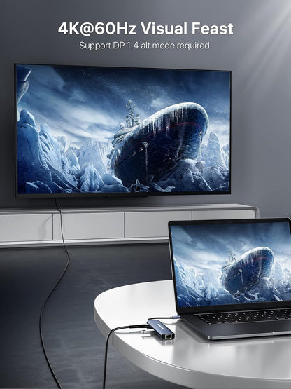 USB C Hub Multiport Adapter, DockteckExpand 7-in-1 Type C Hub with 4K 60Hz HDMI,1Gbps Ethernet,100W PD,2 USB 3.0 Ports,SD/TF Card Slots for MacBook Pro, MacBook Air, iPad Pro, Surface, Steam Deck