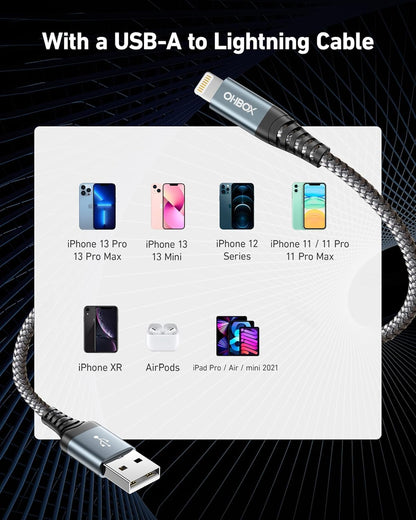 Short iPhone Charger Cable 1FT, [Apple MFi Certified] 3Pack USB Lightning Cable Fast Charging, i Phone Charging Cord Compatible with iPhone 14/13/12/11/Pro/Max/Mini/X/Plus/8/7/6/5S/SE/Plus/iPad