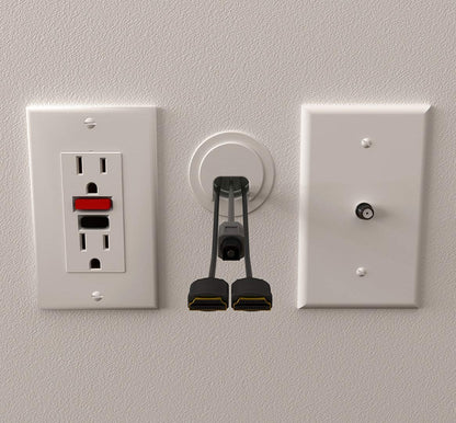 (2-Pack White) Cable, Wire & Cord Management - Self Locking Grommet with Cover for Walls, Ceilings, Desks, Used for All Surfaces 3/8” to 1” Thick, Made in USA