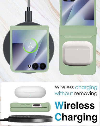 STORMTAL for Samsung Galaxy Z Flip 7 Case, Hinge Protection, Built-in Screen Protector, Wireless Charging, Shockproof, Slim Rugged Phone Protective Case for Galaxy Z Flip 7 Mint