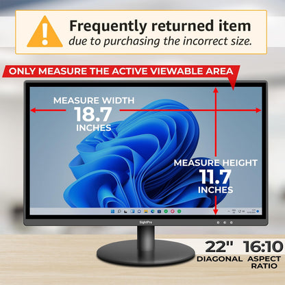 22 Inch 16:10 Computer Privacy Screen Filter for Monitor - Privacy Shield and Anti-Glare Protector