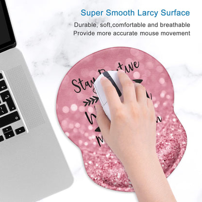 ITNRSIIET Ergonomic Mouse Pad with Gel Wrist Support Small Wrist Rest Smooth Surface Non-Slip PU Base Comfortable Office Supplies Pain Relief, 8.7 x 7.2 inches, Pretty Inspirational Quotes