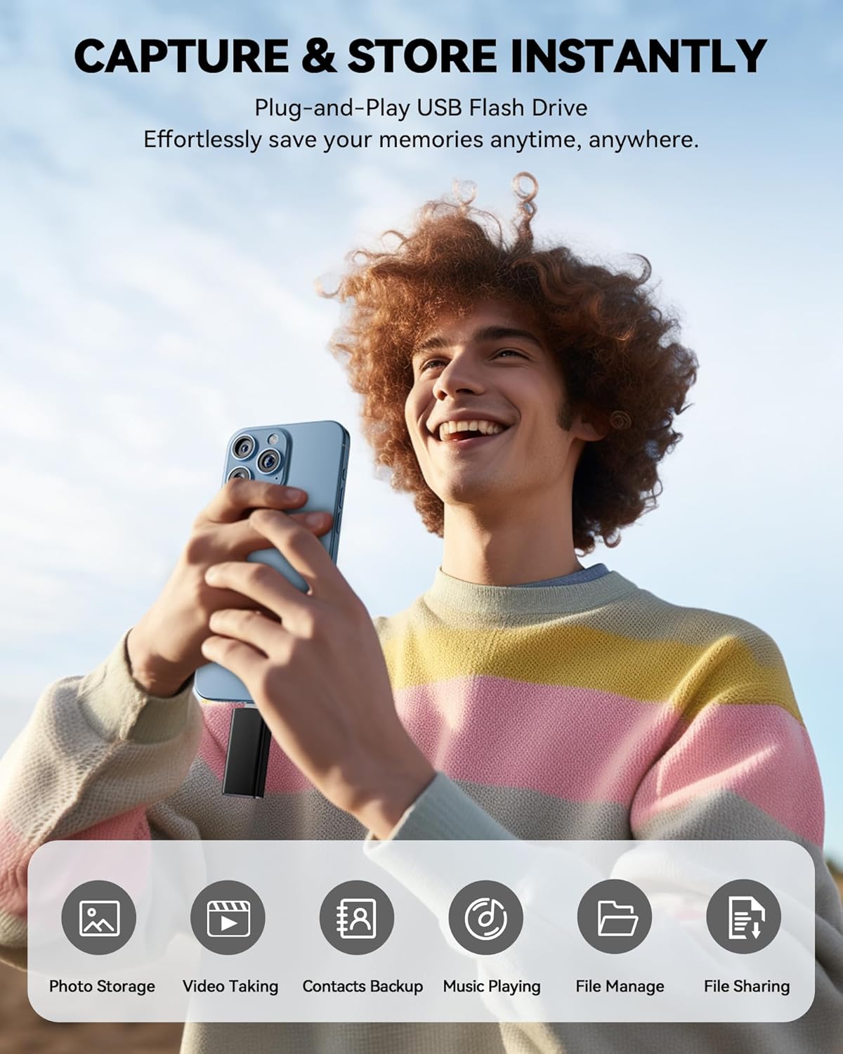 MFi Certified 256GB Flash Drive for iPhone iPad, Photo Stick for External Memory Storage, Easily Back Up and Save Photos Videos, USB Memory Stick Thumb Drive for iPhone/iPad/Android/PC (Black, 256GB)