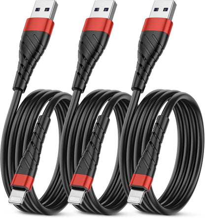 OIITH MFi Certified for iPhone Charger Cable 3 Pack 3 Ft, for Lightning Charging Cord, Fast 2.4A for iPhone USB Cord Compatible with iPhone12/11/XS/Max/XR/X/8/8P/7P/6/iPad - Red