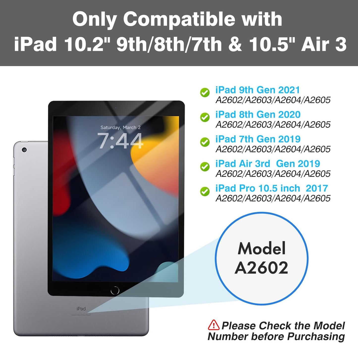 OYEEICE for iPad 9th Generation Case with Keyboard 10.2'' - 7 Color Backlit Wireless Keyboard Cover with Pencil Holder for iPad 9th/8th/7th Gen 10.2 inch, iPad Air 3rd Gen & iPad Pro 10.5" - Teal