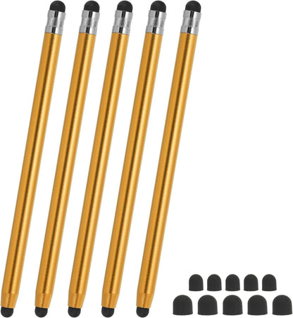 PATIKIL 5 Pcs Stylus Pens for Touch Screens, 2 in 1 High Sensitivity Universal Pen Capacitive Stylus for Phone Tablets Laptop Touch Screen Devices, Gold