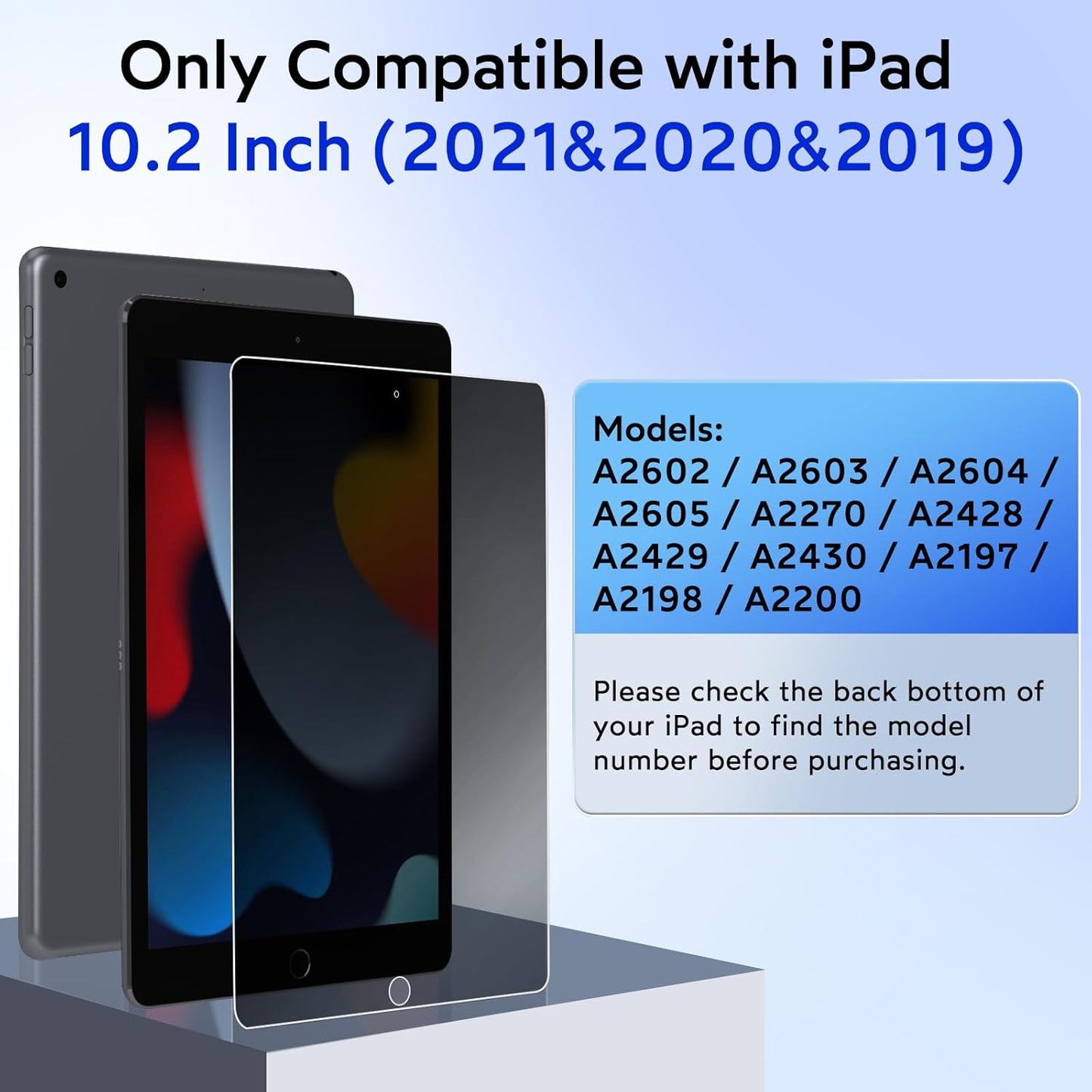 MOBDIK Privacy Screen Protector Compatible with iPad 9th / 8th / 7th Generation 10.2 Inch (2021/2020 / 2019), Anti Spy, 9H Tempered Glass, EZ Kit 1 Pack