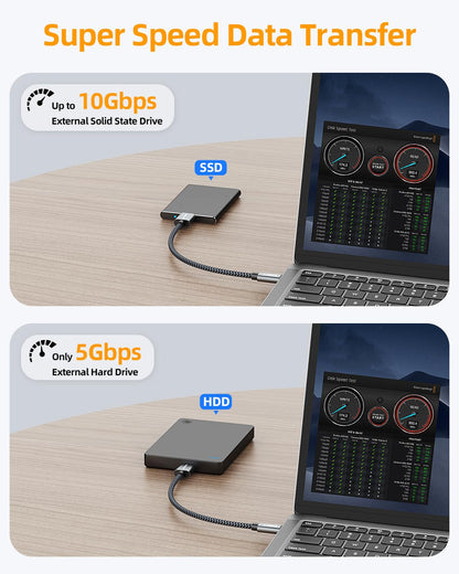 SUNGUY 10Gbps Micro B to USB C Hard Drive Cable 0.5FT, USB 3.1 USB C to Micro B, High-Speed External Hard Drive USB C Cable for iPhone 16/15 Series, MacBook Pro/Air, iPad, WD Toshiba Westgate Seagate