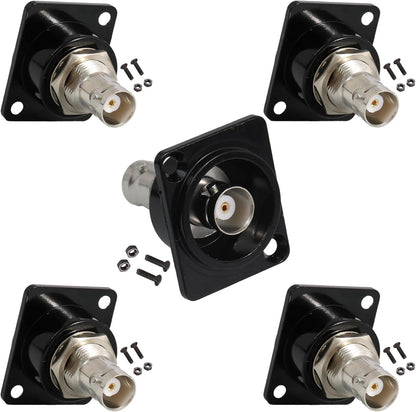PENGLIN 5PCS BNC D Series Panel-Mount Connector, Coaxial BNC Female to Female Extension Coupler for CCTV Security Camera System