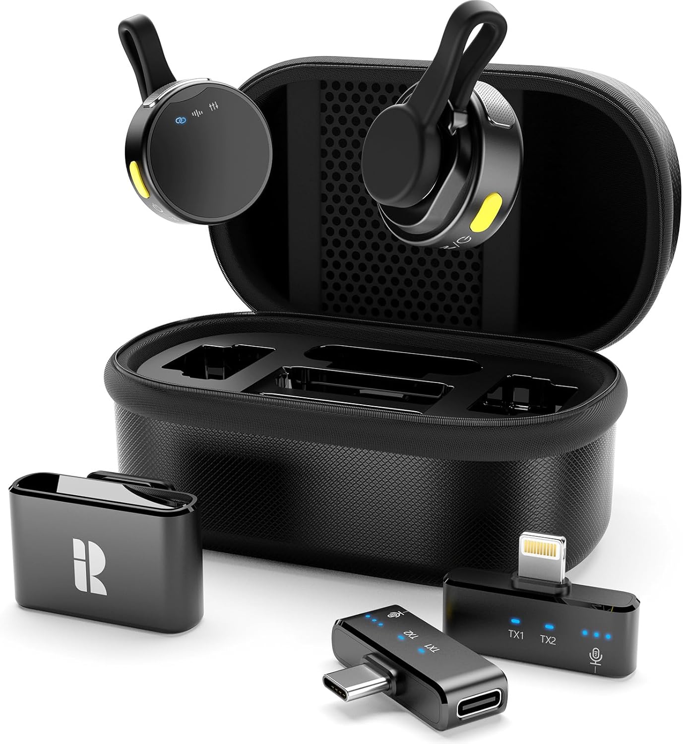 Wireless Mini Microphone for Camera/iPhone/Android/iPad/Laptop, Lav Mic with Charging Case, AI Noise Reduction, 50H Battery, 230ft Range, Lavalier Microphone for Video Recording, YouTube, Vlog