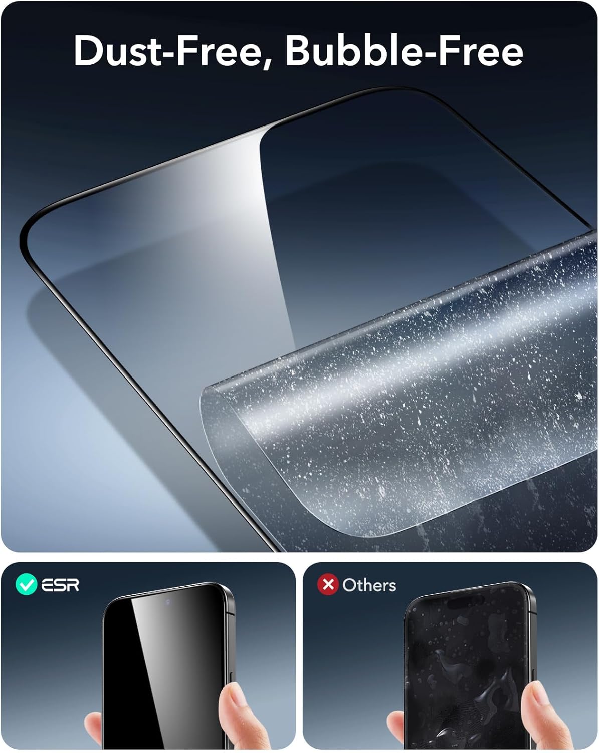 ESR 3 Pack 9H+ Glass for iPhone 15 Pro Max Screen Protector, [Military Grade Shatterproof & Longest Durable] Armorite Ultra-tough Full Coverage Tempered Glass with UltraFit Tray