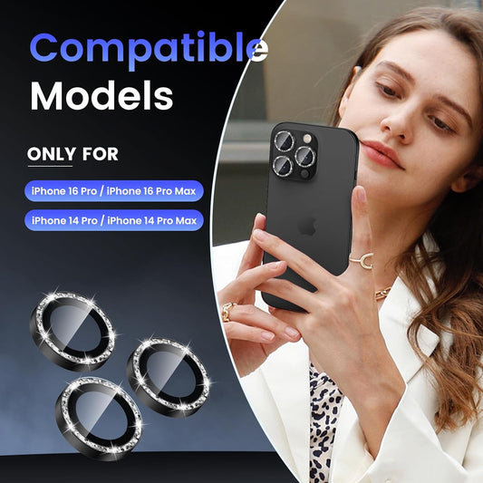 Tensea Camera Lens Protector Compatible for iPhone 16 Pro Max/16 Pro/14 Pro Max/14 Pro, Metal Aluminum Alloy Tempered Glass Cover Camera Screen Protector Accessories, Case Friendly