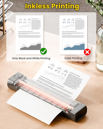 Phomemo Portable Printers Wireless for Travel, M08F Thermal Bluetooth Printer Support for 8.5"x11" US Letter, Small Inkless Printer Compatible with iOS, Android, Laptop for Car, Office, Home