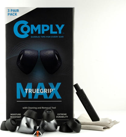 Comply TrueGrip MAX | Premium Memory Foam Replacement Earbud Tips for Samsung Galaxy Buds3 Pro | Long Lasting Comfort, MAX Durability, Secure Fit, Superior Noise Isolation| Black (Large) (3 Pairs)