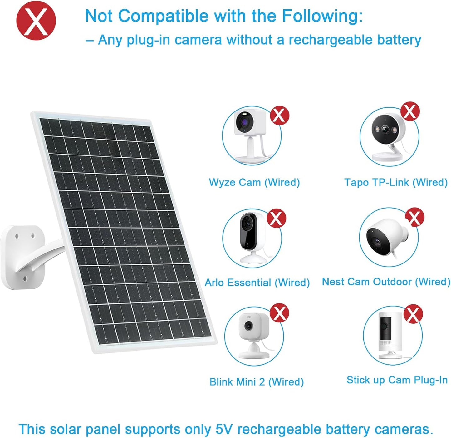 FUTUREZEN 13W Solar Panel for Security Cameras & Trail Cameras, USB-C, Micro USB & 5.5x2.1mm DC Output, IP66 Waterproof, 360° Adjustable Mount, 7.2FT Cable