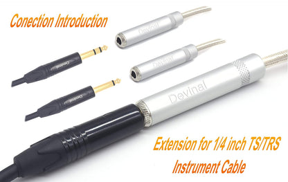 Devinal 1/4 inch Extension Cord, 1/4" Male to Female Cable, 6.35mm Quarter inch Headphone Extender Gold Plated Nylon Braided Durable Audio Cable Stereo Cord, 10 Feet 3Meters