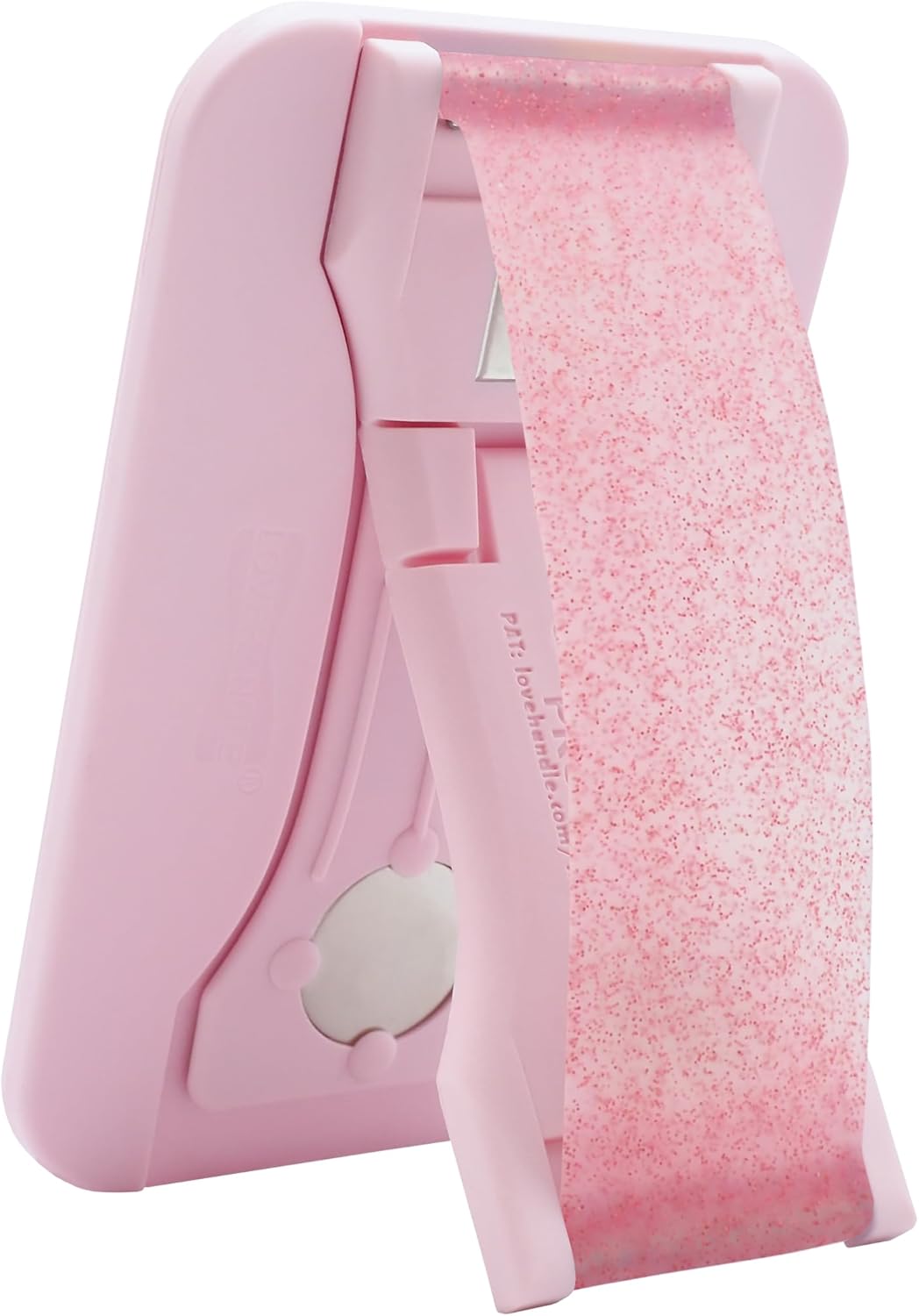 LoveHandle PRO MagSafe Compatible Magnetic Phone Grip w/Kickstand - Mount, Strap and Stand for Smartphone and Tablet - MagSafe Ring Included - Fits All Devices - Pink Diamond Glitter