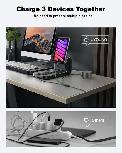 Multi Charging Cable 2Pack 4FT, 3 in 1 Charger Cable Braided Universal Phone Charging Cord with Lightning/Type C/Micro USB Ends, Multiple USB Cable for iPhone/Samsung/Google Cell Phones and More