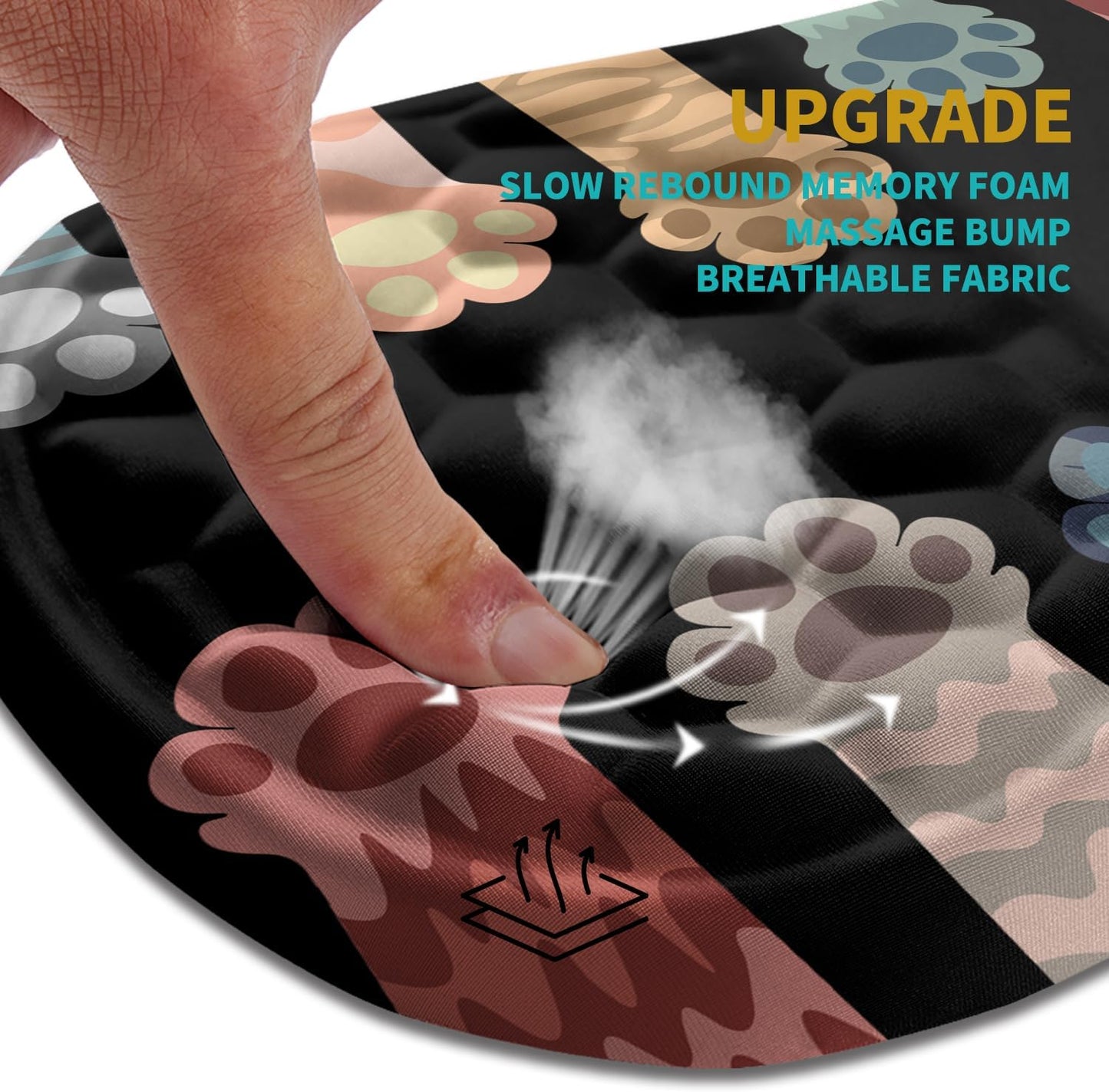 Hokafenle Ergonomic Mouse Pad Wrist Support, Wrist Rest Mousepad for Carpal Tunnel Pain Relief with Integrated Memory Foam Slope Massage Bulge (11.8x7.9 inch,Cute Cat Claw