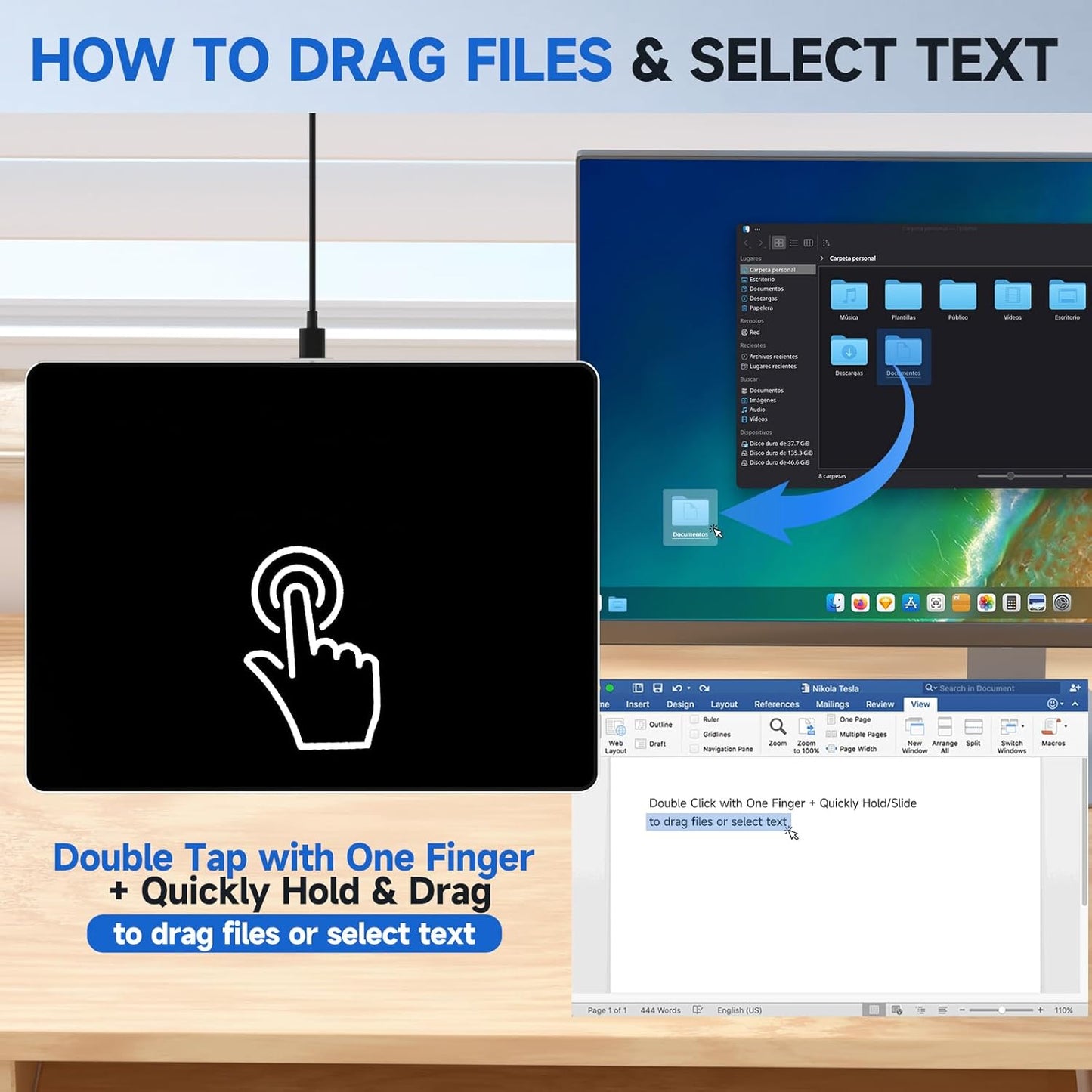 Wired Trackpad for Windows 10/11, High-Precision Multi-Touch Portable Trackpad Mouse with Multi-Gesture, Ultra Slim Aluminum USB Wired Touchpad Mouse, Compatible with PC Laptop Computer - Black