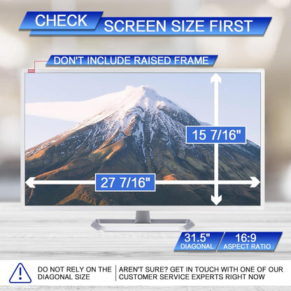 FILMEXT 31.5 inch Computer Privacy Screen Filter for 16:9 Widescreen Monitor, Removable 31.5 in Anti Blue Light Anti Glare Anti Spy Privacy Filter Shield-(27 7/16×15 7/16)