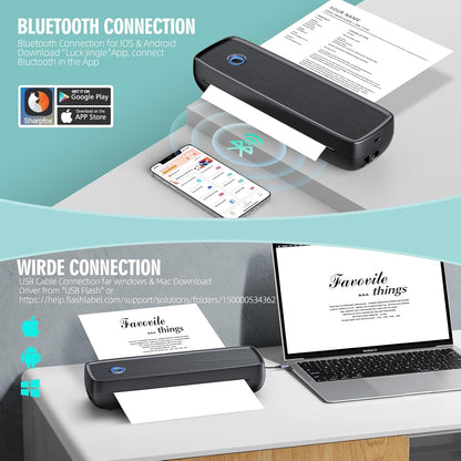 Aixiqee Portable Wireless for Travel - High Resolution Inkless Thermal Printer, 4200mAh Battery, Bluetooth & USB Compatible (A4, A5, 2/3/4", Letter, Legal) - Mini Printer for Stickers & Labels