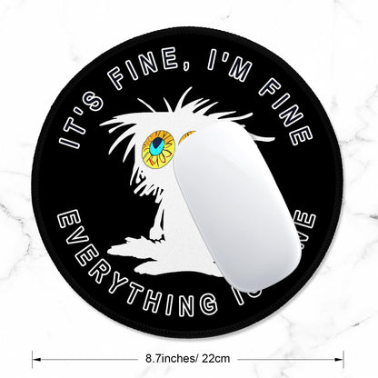 ITNRSIIET Round Mouse Pad with Stitched Edge Premium-Textured Waterproof Non-Slip Rubber Base Desktop Protection Mat Diameter 8.7 inches, Funny Cat