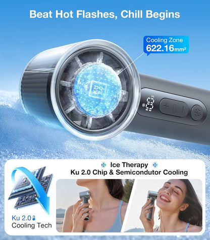 TORRAS COOLiFY iva Handheld Fan with Ice Cooler, 0-100 Adjustable Speed, Super Mini Powerful Portable Fan 5000mAh Rechargeable, Hand Fans for Travel Essentials, Outdoor, Gifts for Dad Women, Charcoal