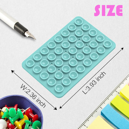 2PACK Silicone Double Sided Suction Phone Case Mount, Detachable Hands Free & Strong Grip Holder for Selfies & Videos, Compatible iPhone Android (Sky Blue, 2Pack 40 Suction Cups)