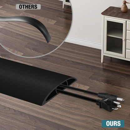 Floor Cord Cover, Cable Protector, 0.63W x 0.31H inches, Wire Cover for Extension Cords, Floor Cable Covers Prevent Cable Trips (Black, 50-10 Feet)