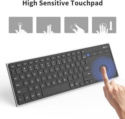 CZUR Rechargeable Bluetooth Keyboard with Touchpad, Portable Computer Keyboard with Trackpad, Wireless Ultra Slim Keyboard for PC/Laptop/Tablet/Phone, for Windows/Android