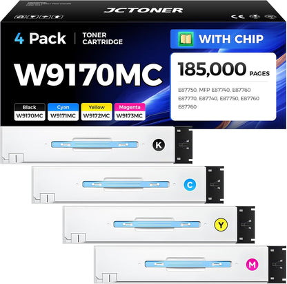 W9170MC W9171MC W9172MC W9173MC Toner Cartridge Set 4-Pack Compatible Replacement for HP Color Laserjet Managed E87750 MFP E87740 E87760 E87770 Flow MFP E87740 E87750 E87760 E87760 Printer Ink Copier