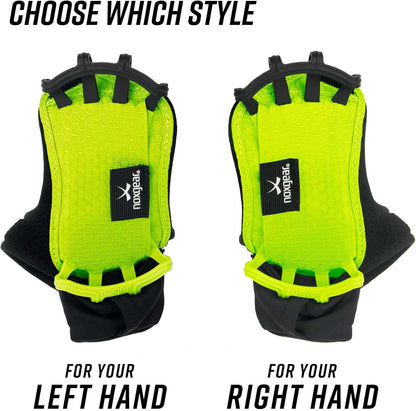 Noxgear Hand Held Phone Holder - Handheld Grip Phone Holder with Key Fob & Card Slot for Running, Jogging & Working Out - Compatible with All Phones - Machine Washable (Lime, Left Hand)