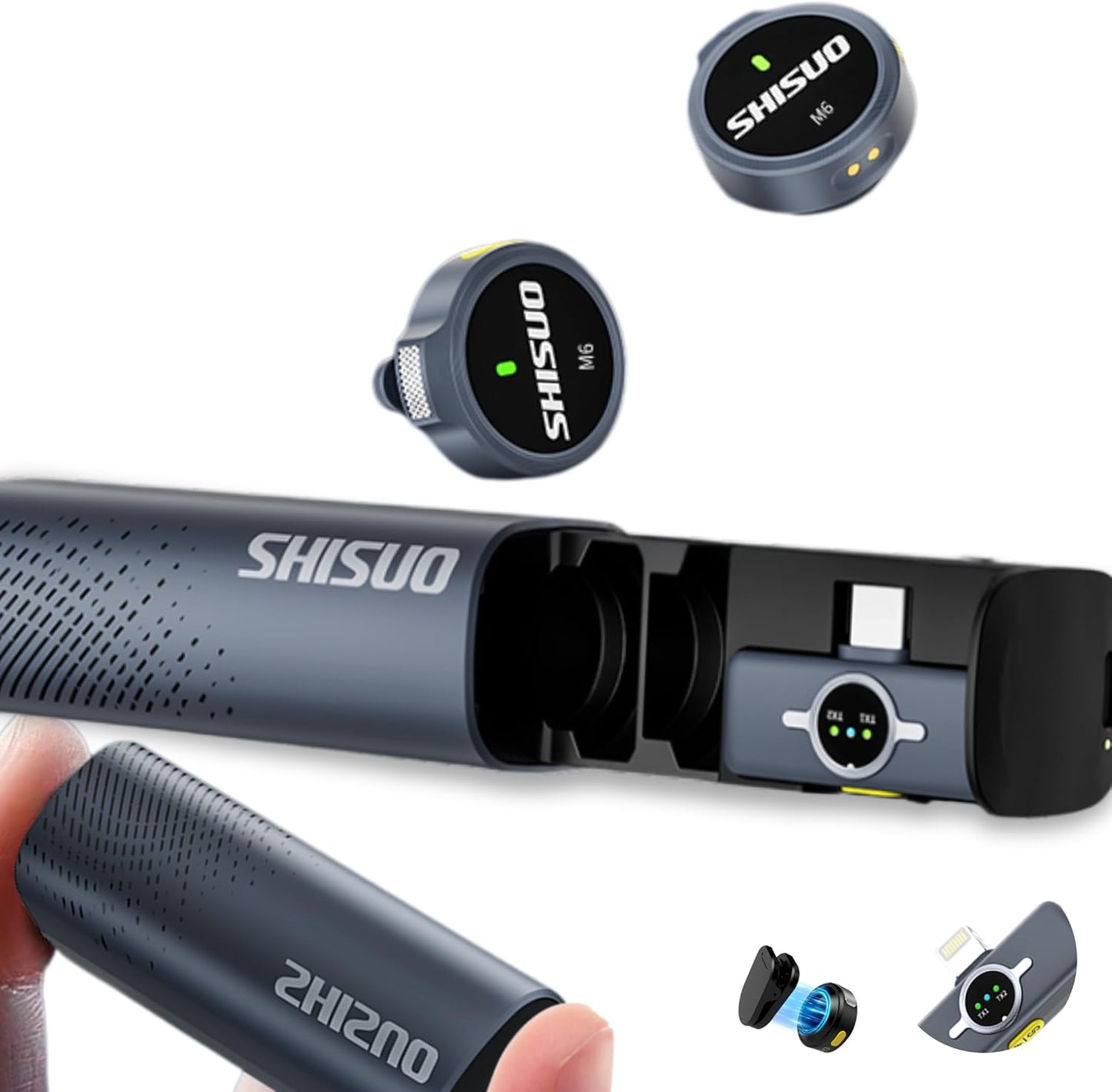 Pro Lavalier Microphone for Podcast Recording, Wireless Clip-On Mic with Pocket Charging Case, Compatible with iPhone Android PC MacBook for YouTube Vlogging Video