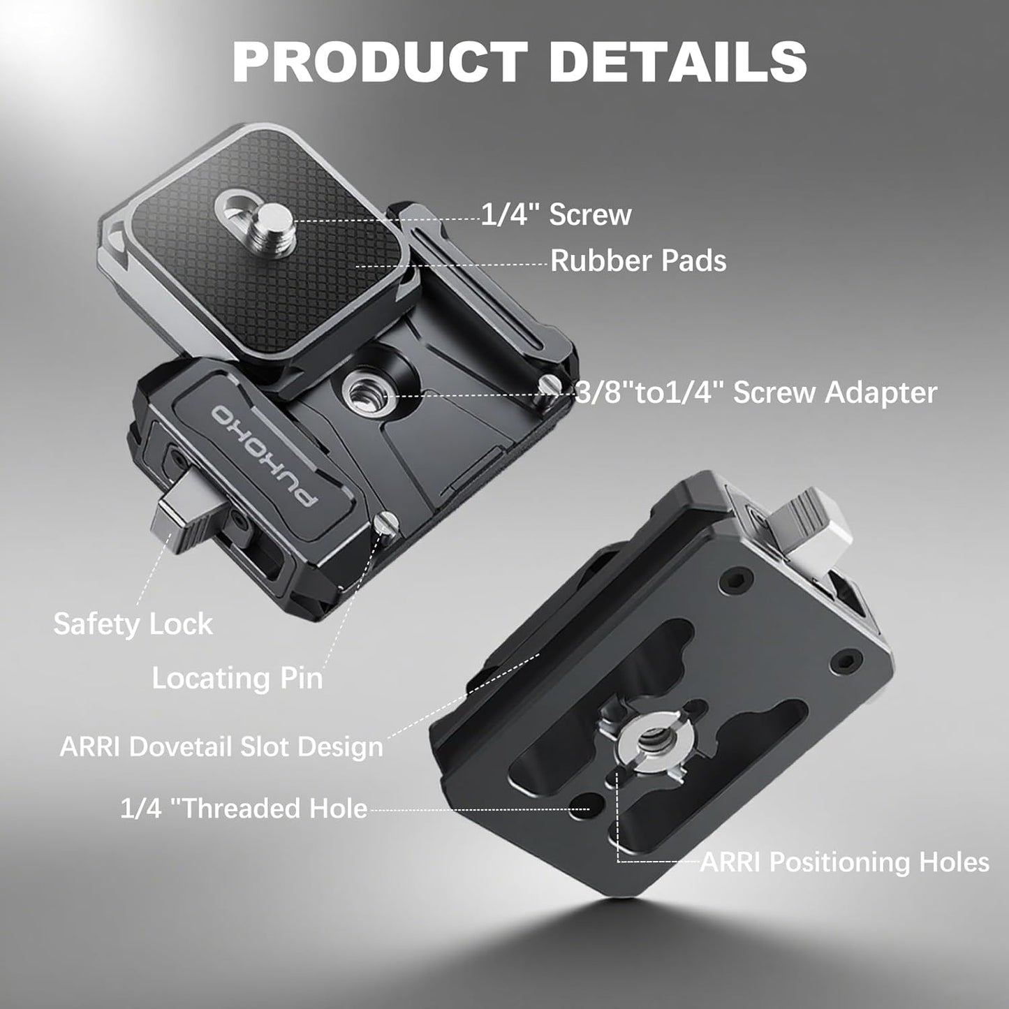 Camera Quick Release Plate Kit,w 1/4" to 3/8" Screw Thread,Quick Release System QR Plate Camera Tripod Mount Adapter for Canon/Sony/Nikon Cameras/Zhiyun/Feiyu/DJI