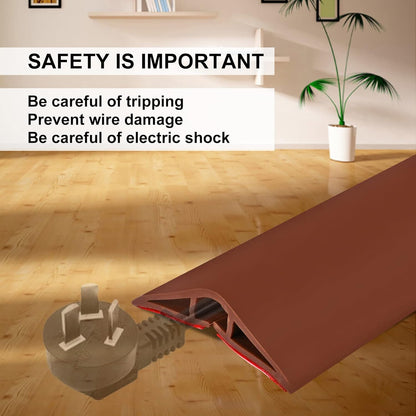 6.5Ft Floor Cord Cover Brown Silicone Cable Protector Easy to Install Wire Organizer and Hider for Home, Office, Garage (Brown-2m)