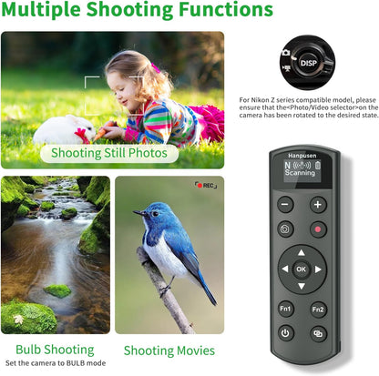 for Nikon Rechargeable Shutter Release,Wireless Camera Remote Control Compatible with P1000,P950,B600,A1000,Z6 II,Z30,Z50,Z5,Z7 II,Z fc,Z f,Z6 III,Z50 II,P1100,Z5II Replaces Nikon ML-L7