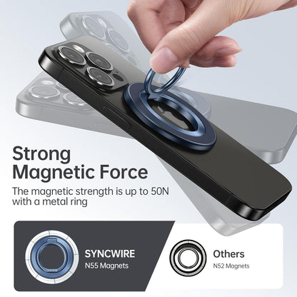Syncwire Magnetic Phone Ring Holder for MagSafe, Magnetic Cell Phone Grip Ring Stand Finger Kickstand with Two-Sided Magnets Compatible with iPhone 16 15 14 13 12 Pro Max