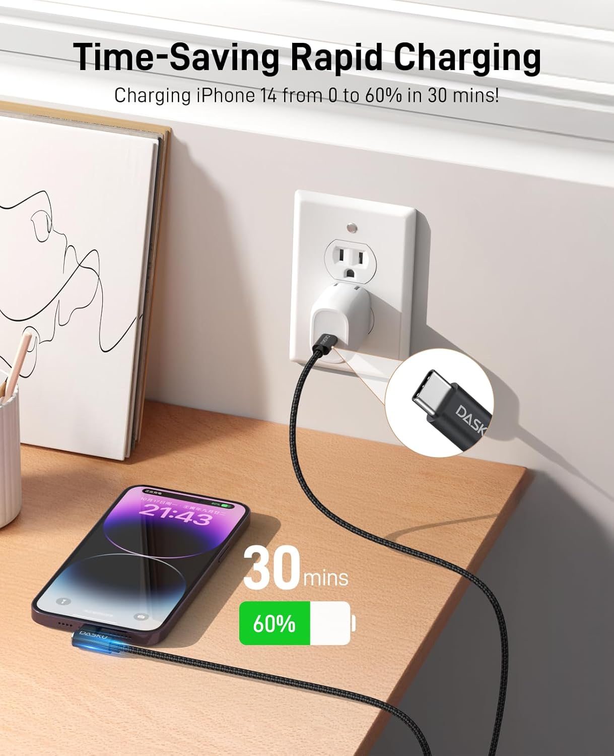 iPhone 14 13 Charger Cable 3FT, 90 Degree USB C to Lightning Cable Fast Nylon Braided Fast Charger Nylon Braided 20W Charging Data Sync Cord Compatible with iPhone 14/13/Pro/12/Max/11/XS/XR/8/Plus