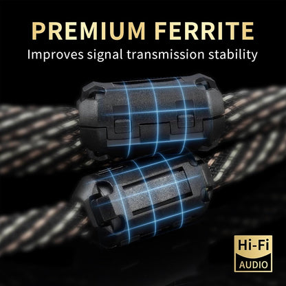 Audiophile HiFi Audio Cable–3.5mm to 3.5mm,6N OFC Core,24K Gold-Plated Plugs,with Nylon Braid,AUX Cable,Compatible with Phone,MP4,Speakers,Amplifiers,TV(6.56ft/2m)