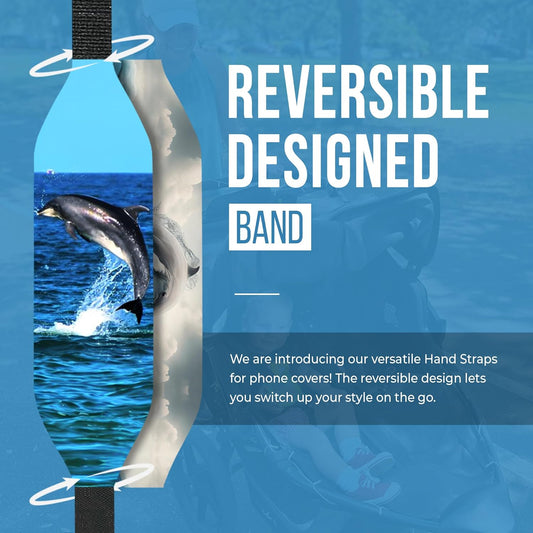 Phone Grip Strap - Reversible Finger Holder for Phone Back, Customizable Anti-Slip Design, Wireless Charging Compatible Detachable Holder for iPhone - Shark Jump