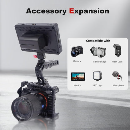 Cold Shoe Camera Handle Grip with ARRI Pin & Triple Threads - CNC Aluminum Top Handle for DSLR/Camera Cage/Monitor/Microphone (15kg Load) 62078