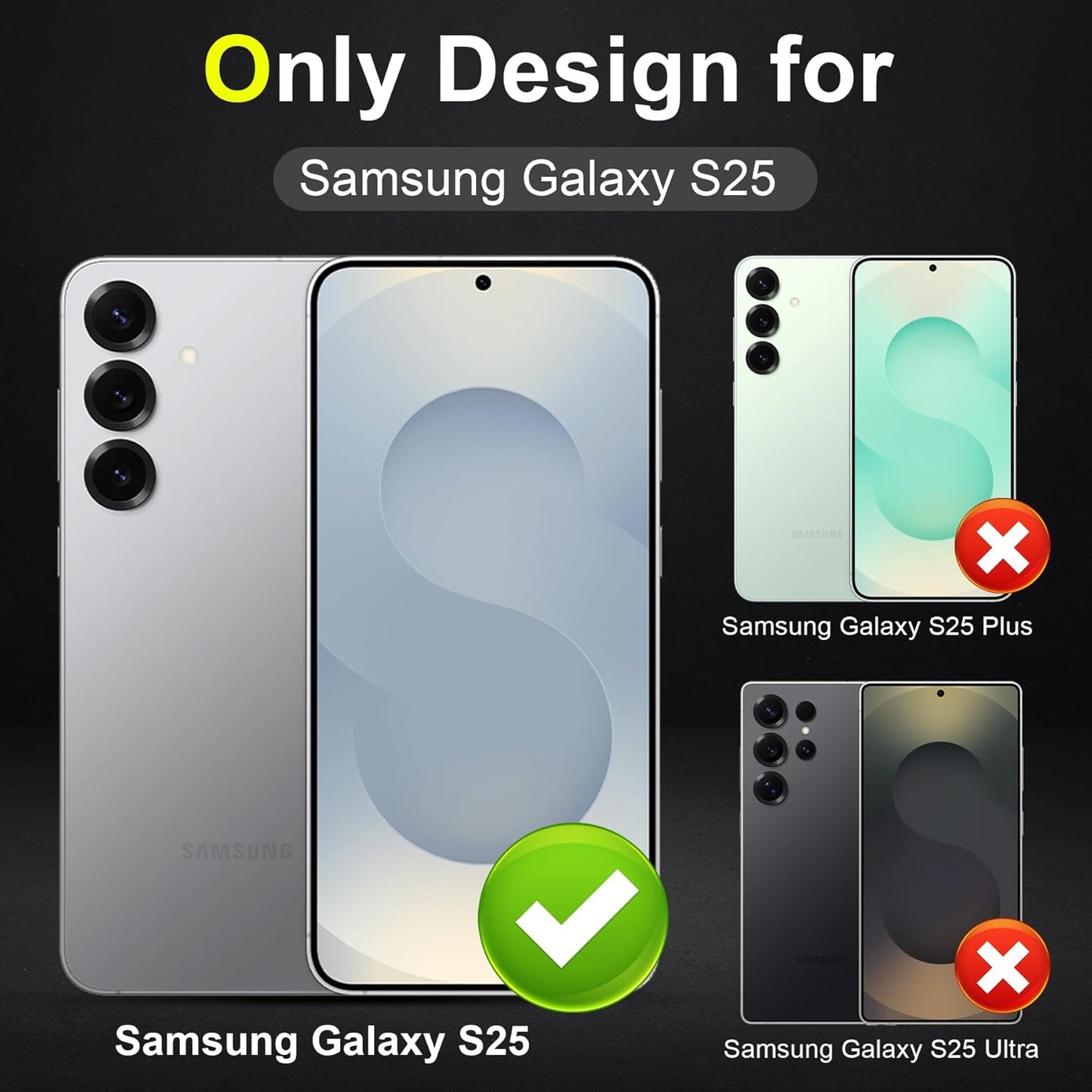 YWXTW Camera Lens Protector for Samsung Galaxy S25 Accessories [1:1 Fit & Ultra Clarity] 9H Tempered Glass Metal Individual Ring Camera Cover Screen Protector for S25, Case Friendly (Green)