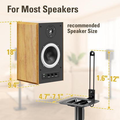 Mounting Dream Black Alloy Steel Speaker Stands, Height Adjustable Bookshelf Speaker Stand Pair, Universal Fit, 11 lbs Capacity, Set of 2 for Bose Polk JBL Sony Yamaha - 42" Max Height